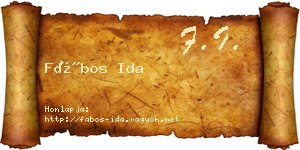 Fábos Ida névjegykártya