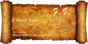 Fábos Ida névjegykártya